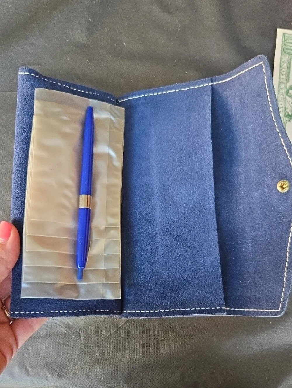 Vintage NWT Blue Suede Leather Wallet - Classic Bifold